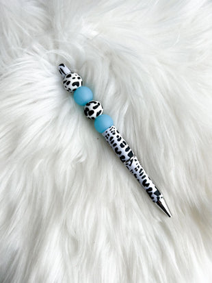 Cow Print - Light Blue on Cow Print Pen