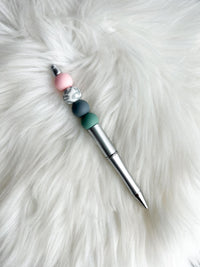 Gray Leopard - Pink/Gray/Green on Silver Pen