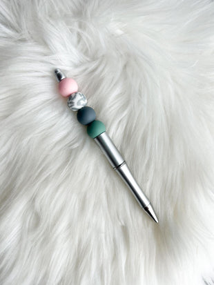 Gray Leopard - Pink/Gray/Green on Silver Pen