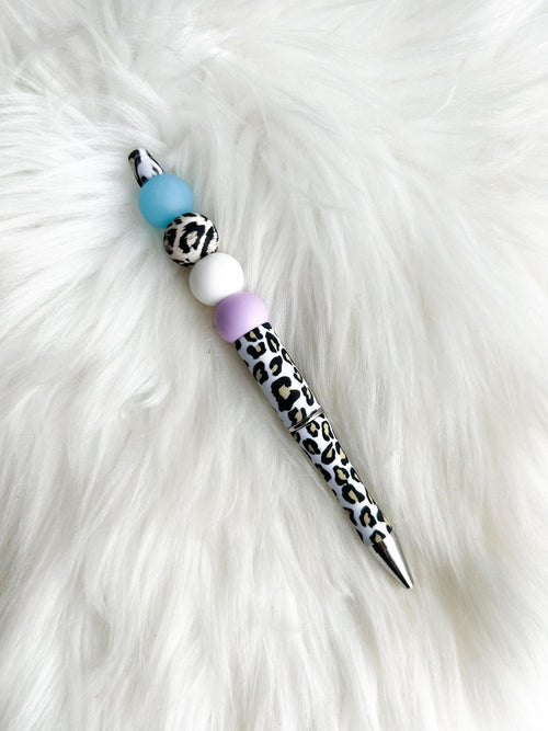 Leopard Print - Blue/White/Purple on Leopard Print Pen