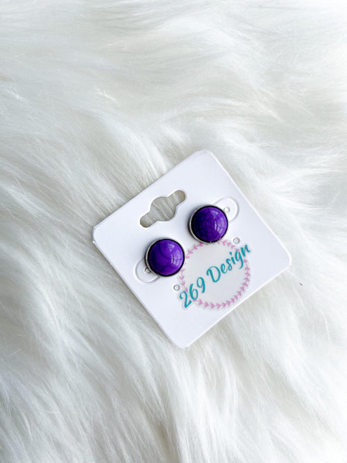 Purple Marble Dome Studs