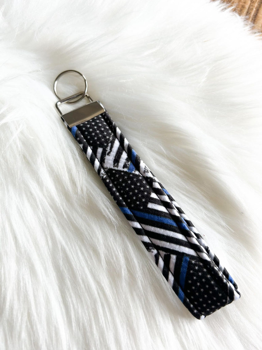 Thin Blue Line Flag Keychain