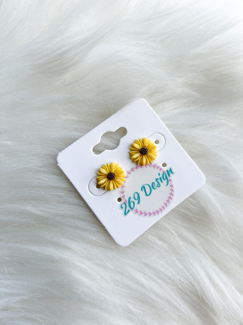 Yellow Flower Studs - 12mm