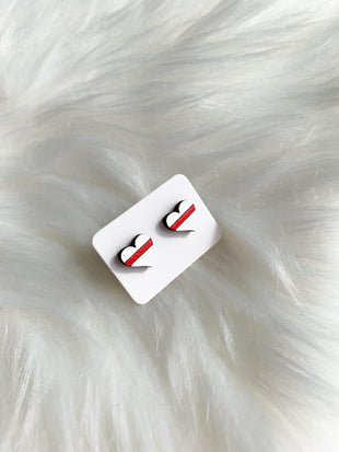 White Heart, Thin Red Line Studs (Nursing)