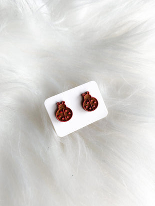 Wood Ladybug Studs