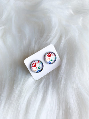 Rainbow Paw Prints Cab Studs (12mm)