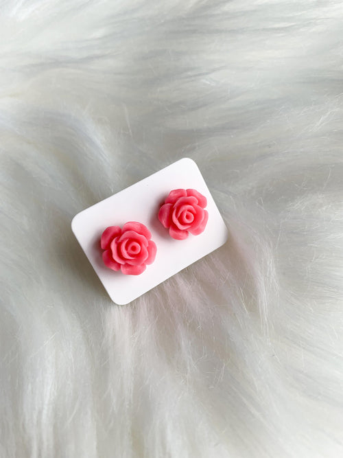 Rose Studs - Dark Pink