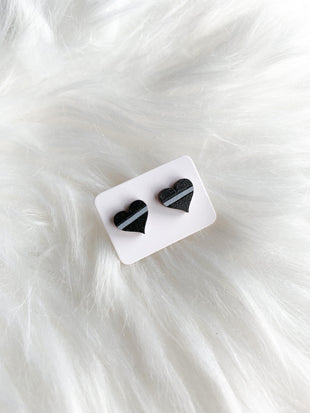 Thin Gray Line Heart Studs (Corrections)