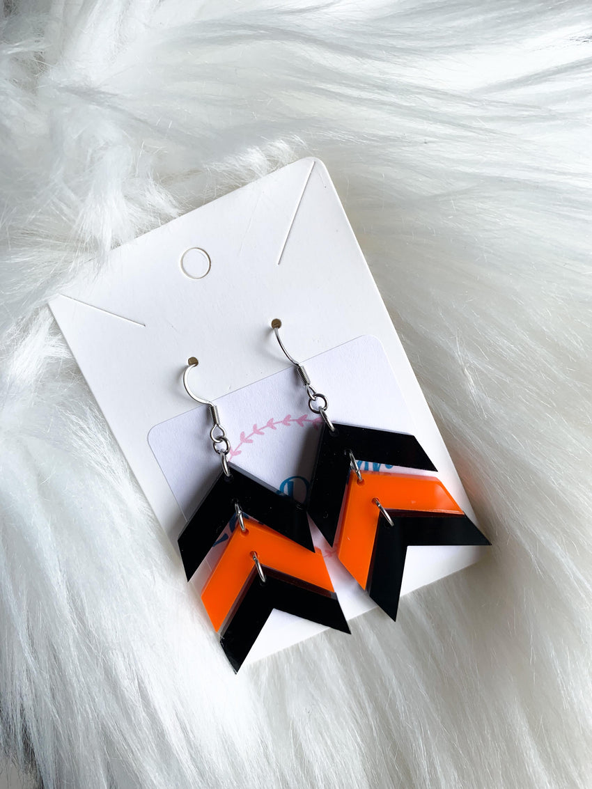 Black and Orange Chevron Dangles