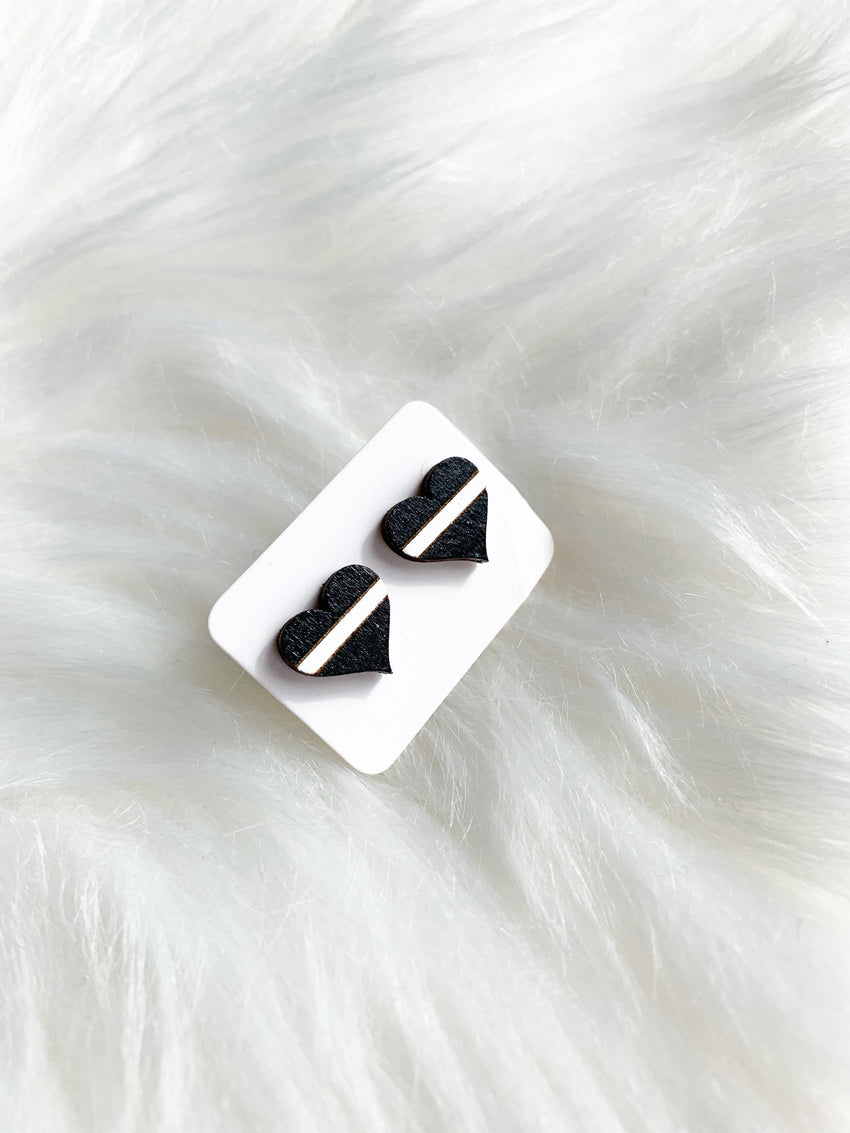 Thin White Line Heart Studs (Wounded Warrior)