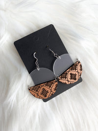 Engraved Aztec - Stacked Circle Dangles