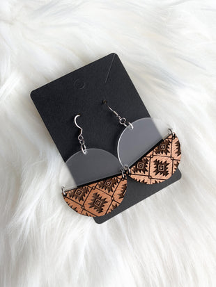 Engraved Aztec - Stacked Circle Dangles
