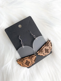 Engraved Aztec - Stacked Circle Dangles