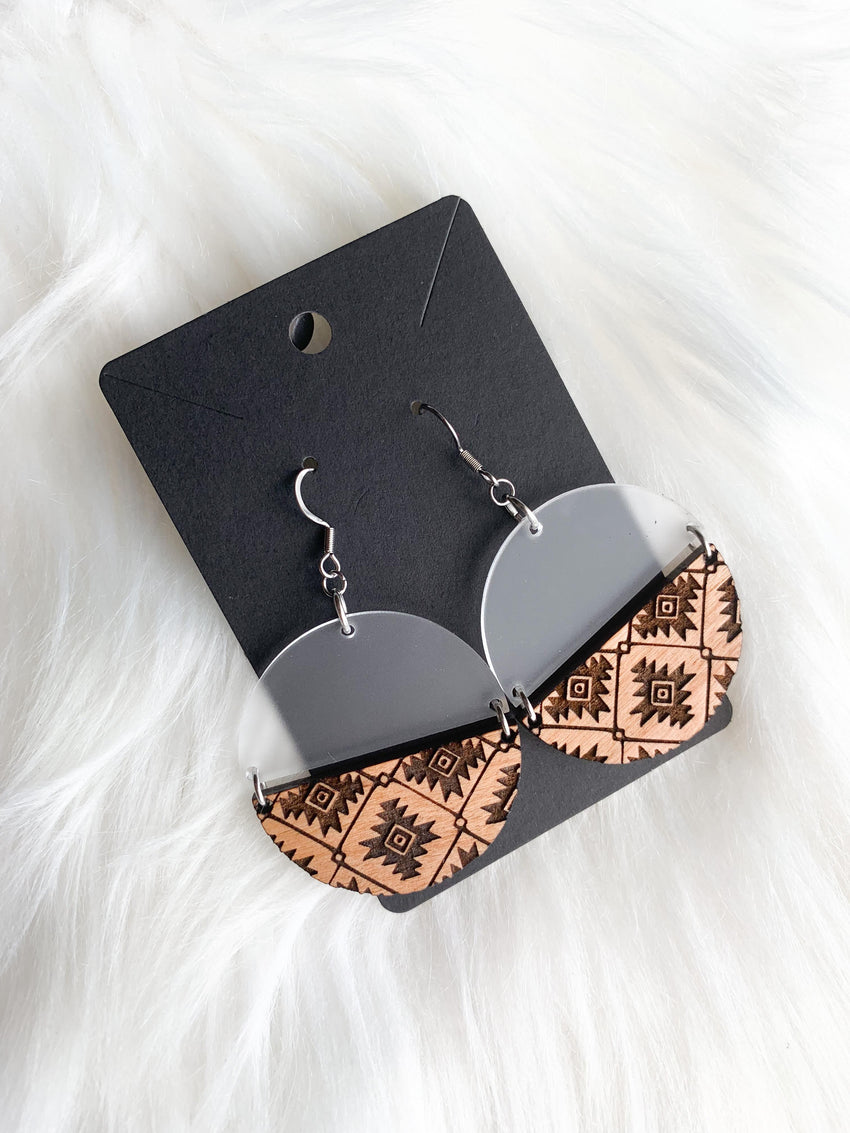 Engraved Aztec - Stacked Circle Dangles