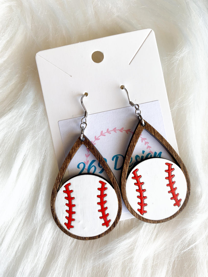 Baseball Teardrops (Painted)