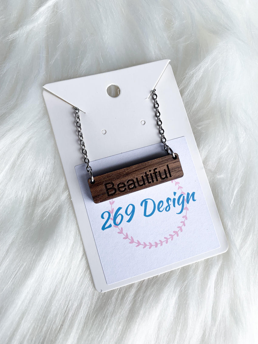 "Beautiful" Bar Necklace