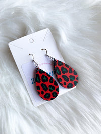 Red and Green Leopard Print Teardrops