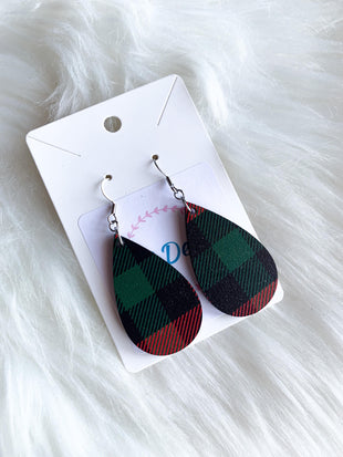 Christmas Plaid Teardrops