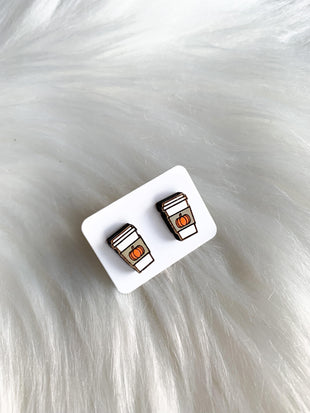 Pumpkin Coffee Cup Studs