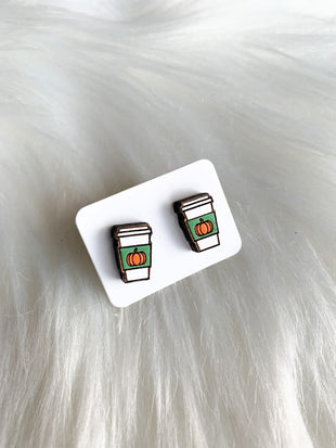 Pumpkin Coffee Cup Studs