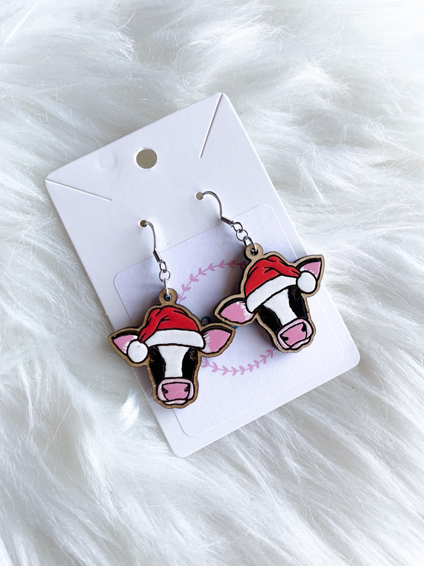 Cow in Santa Hat Dangles