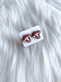 Cow in Santa Hat Studs