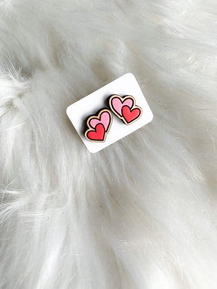 Double Heart Studs