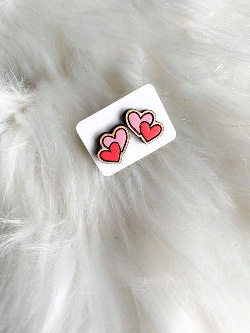 Double Heart Studs