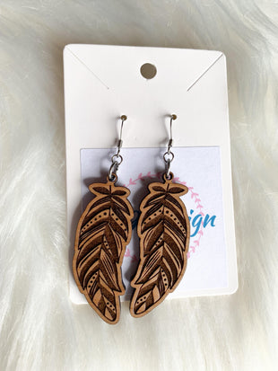 Engraved Feather Dangles