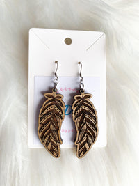 Engraved Feather Dangles