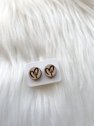 Heart Cross Studs (Engraved)