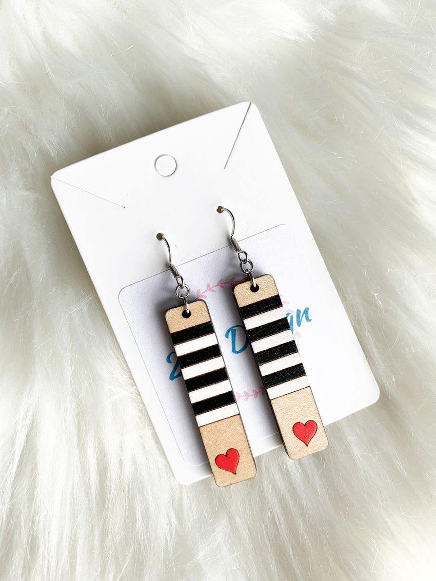 Stripe Heart Bar Dangles