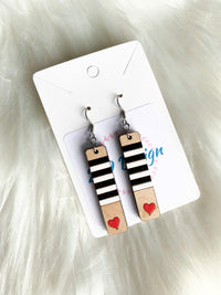 Stripe Heart Bar Dangles