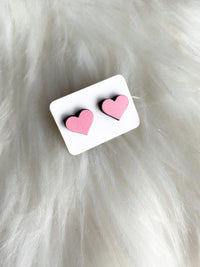 Pink Heart Studs