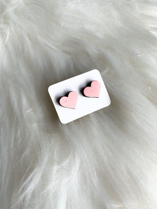 Pink Heart Studs