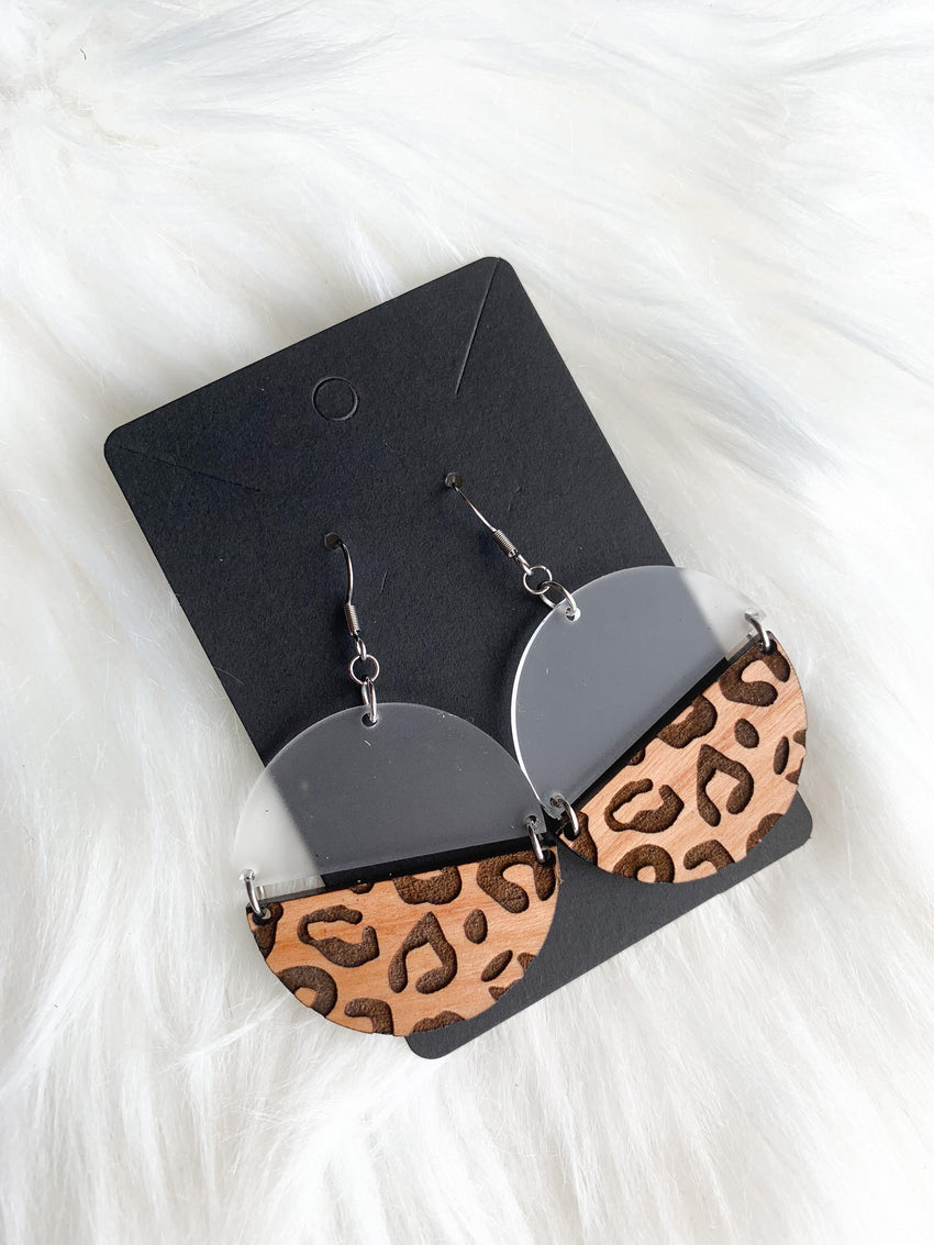 Engraved Leopard Print (Large Print) - Stacked Circle Dangles