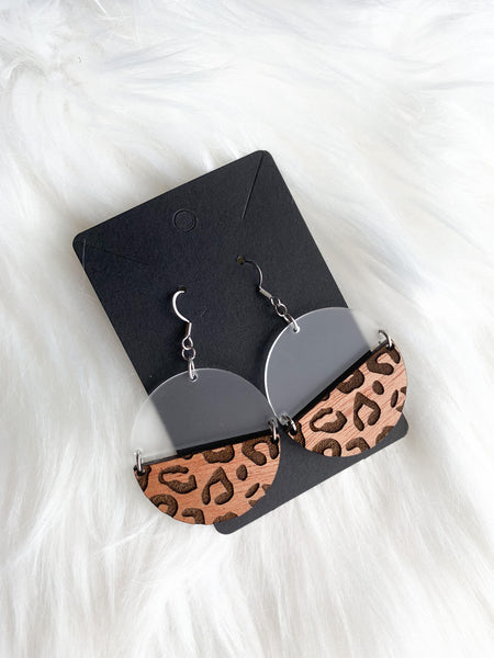 Engraved Leopard Print (Large Print) - Stacked Circle Dangles