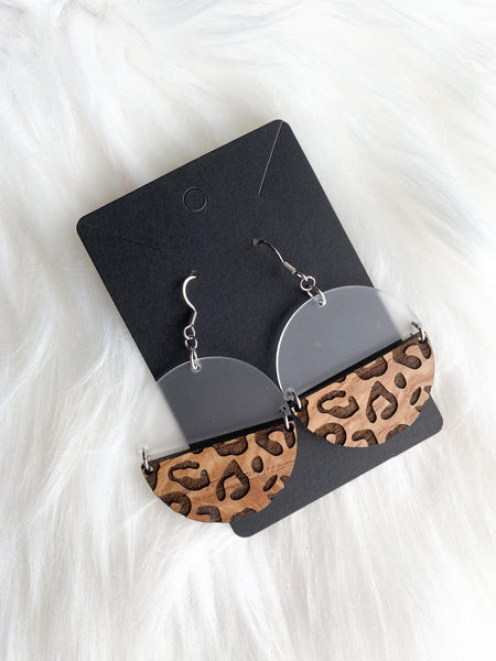 Engraved Leopard Print (Large Print) - Stacked Circle Dangles