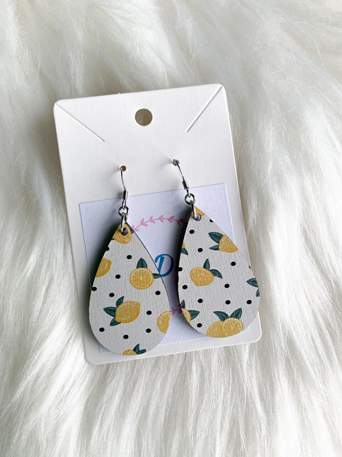 Lemon Polka Dot Teardrops