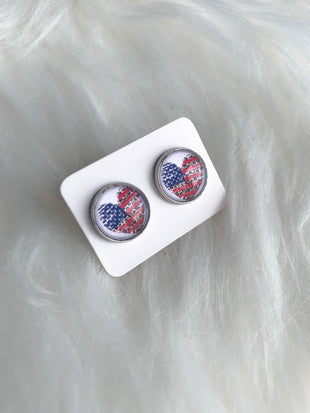 Leopard Print Flag Heart Cab Studs