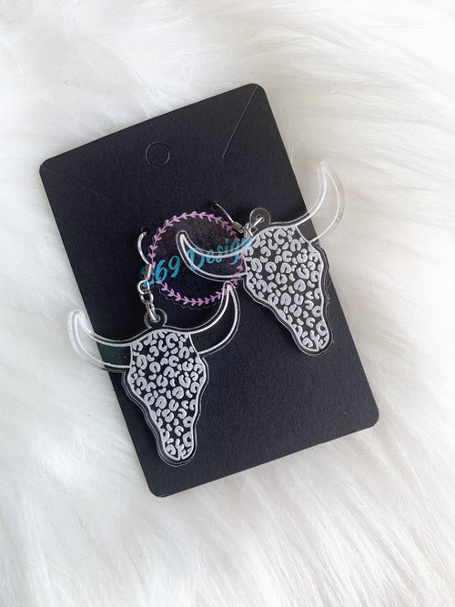 Leopard Print Skull Drops