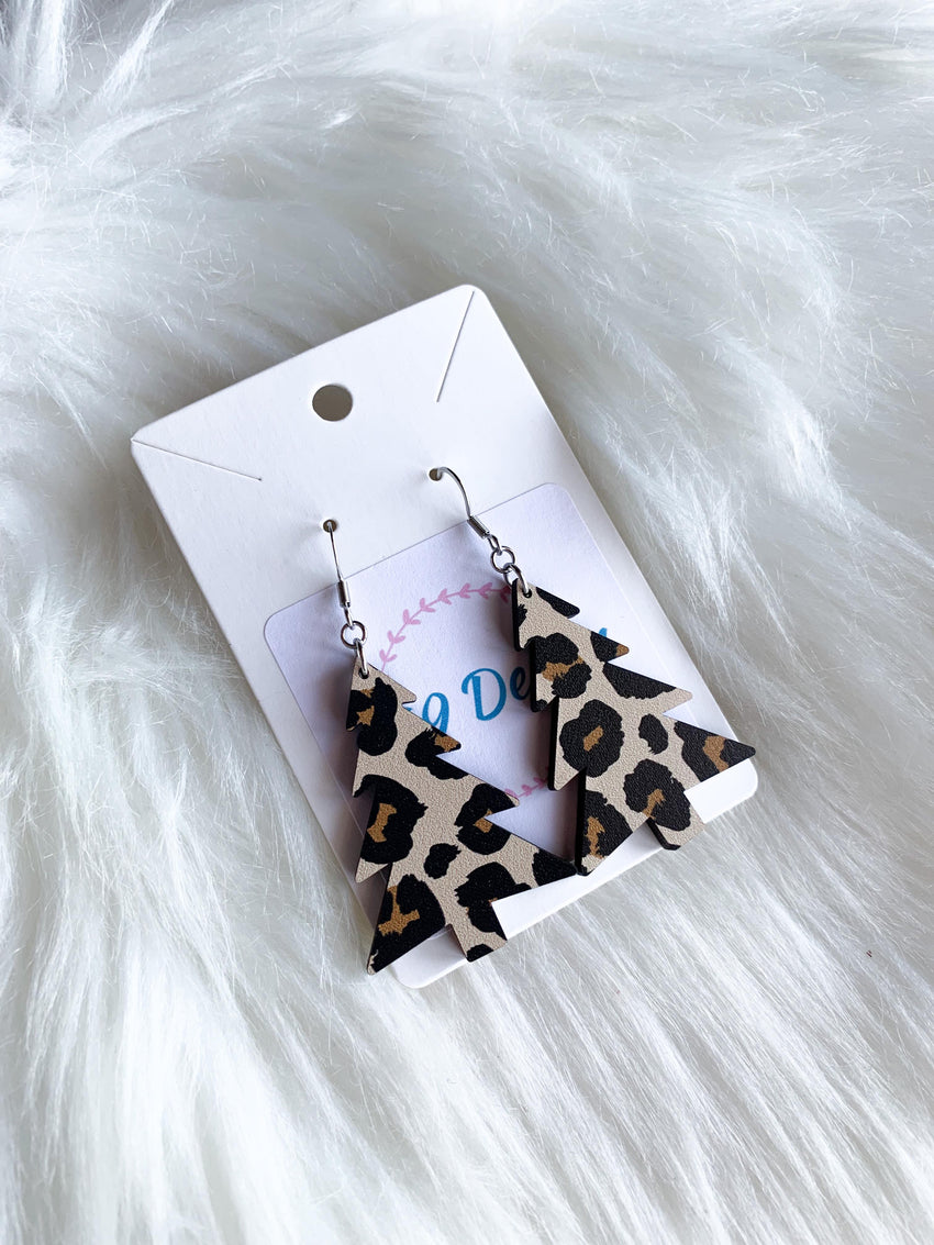 Leopard Print Christmas Tree Dangles