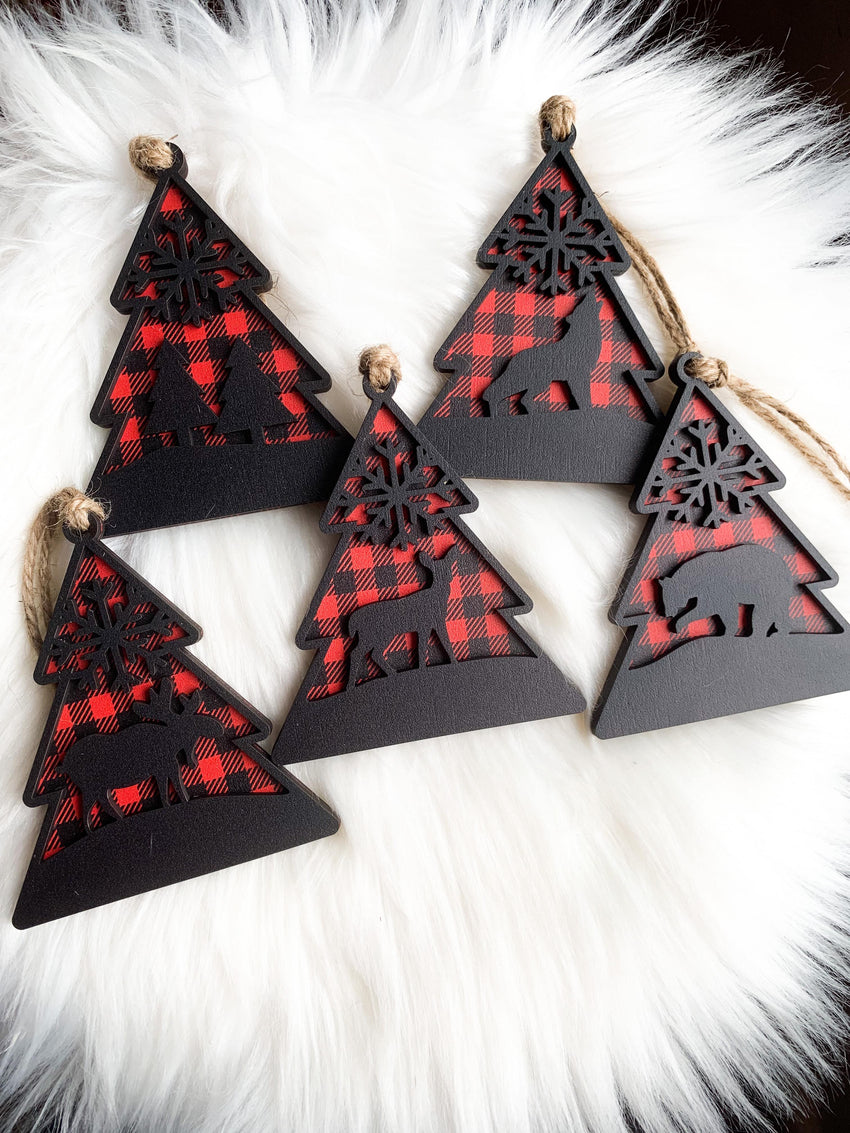 Woodland Themed Christmas Ornaments (Black)