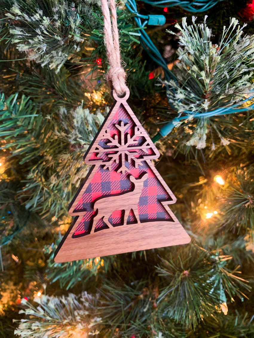 Woodland Themed Christmas Ornaments (Walnut)