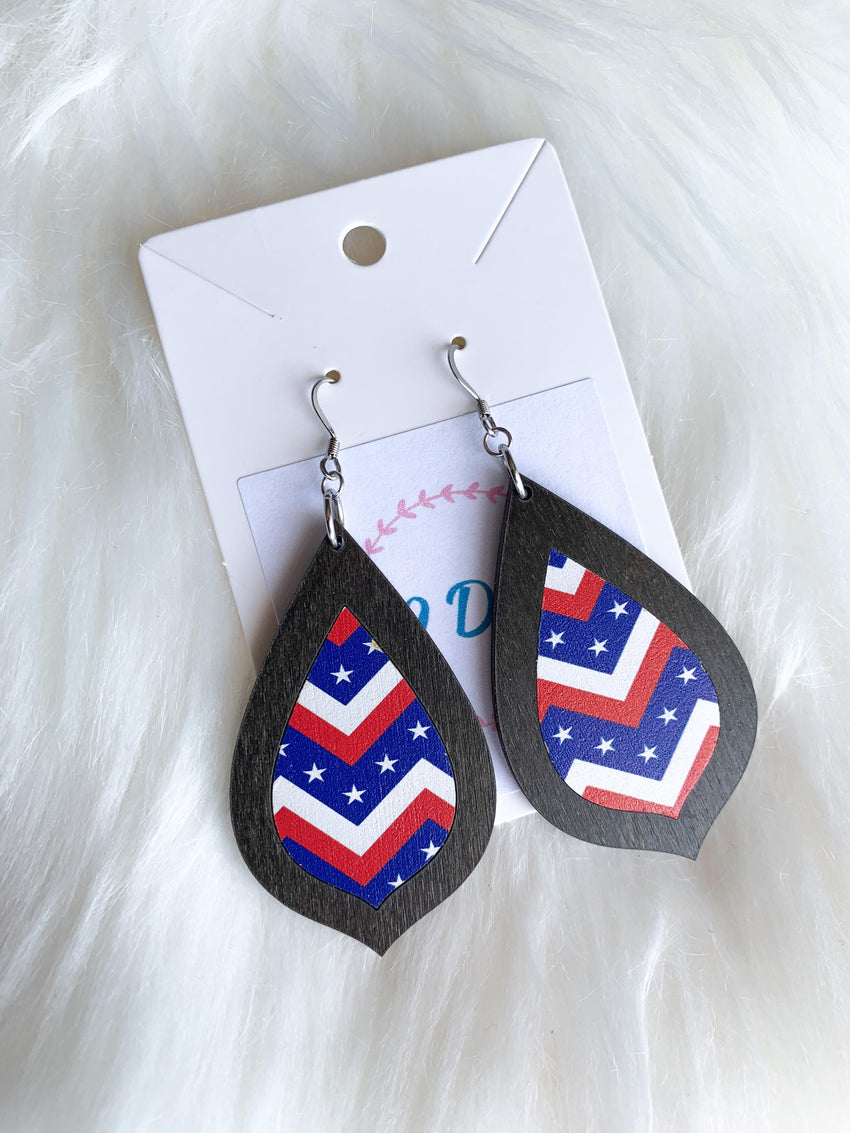 Patriotic Chevron Inlay Drops