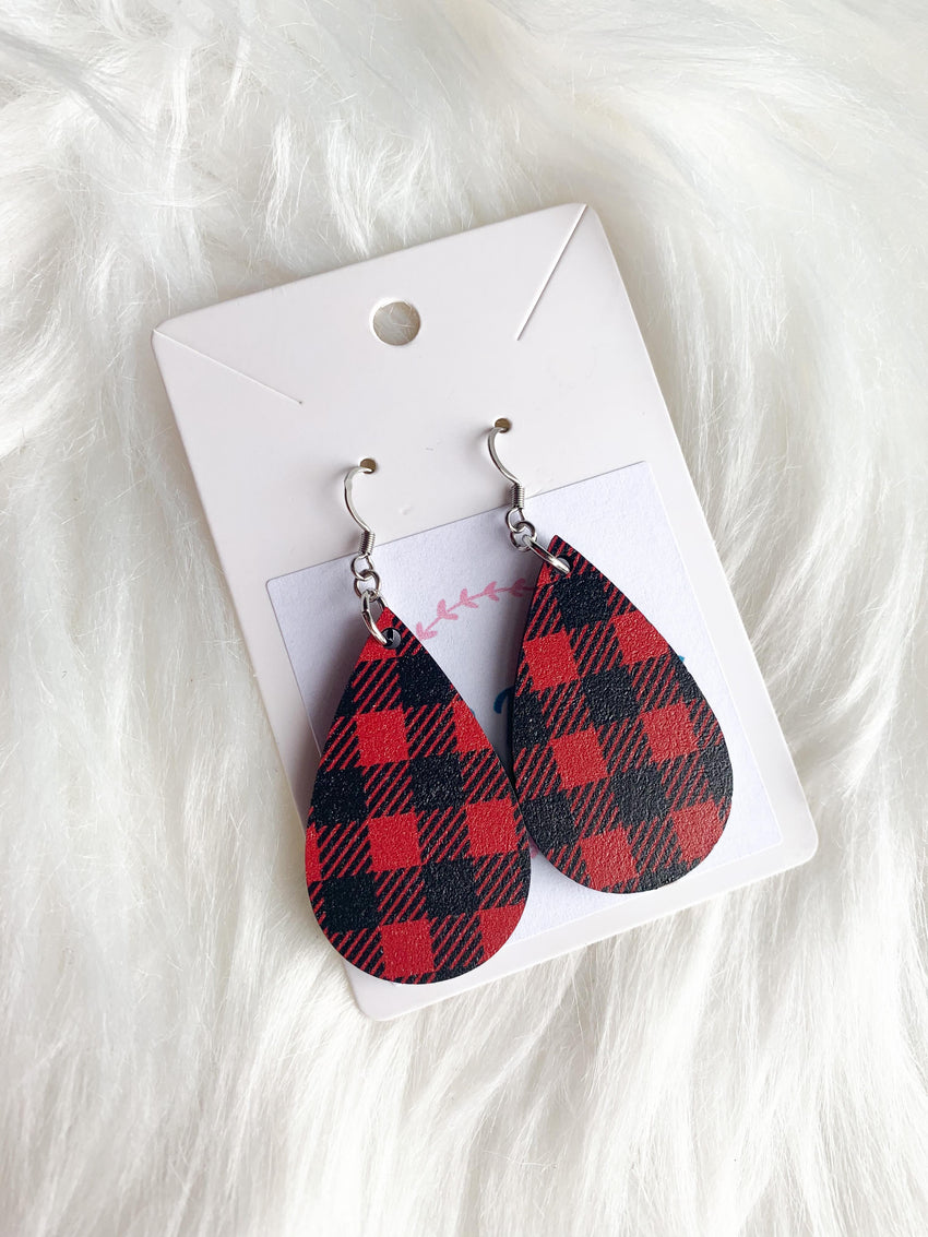 Red and Black Buffalo Plaid (Wood)