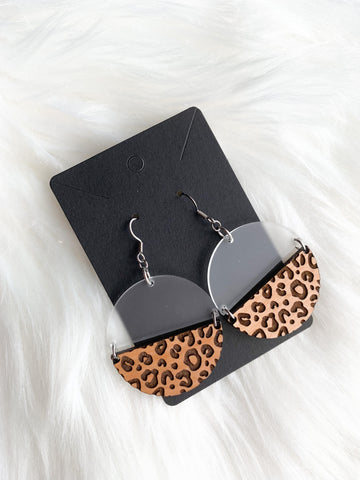 Engraved Leopard Print (Small Print) - Stacked Circle Dangles