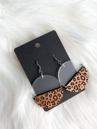 Engraved Leopard Print (Small Print) - Stacked Circle Dangles
