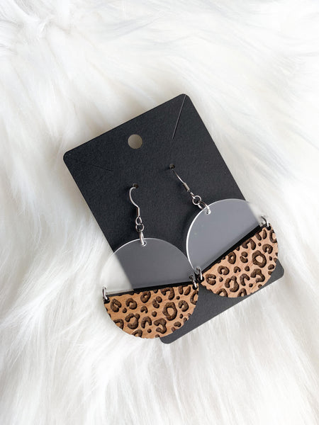 Engraved Leopard Print (Small Print) - Stacked Circle Dangles