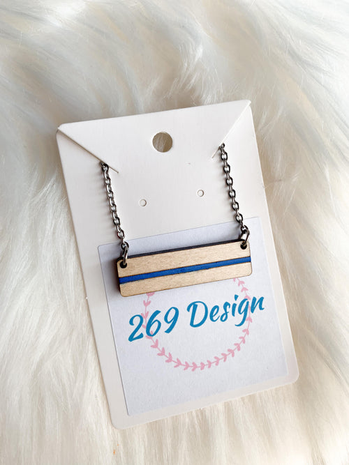 Thin Blue Line Bar Necklace